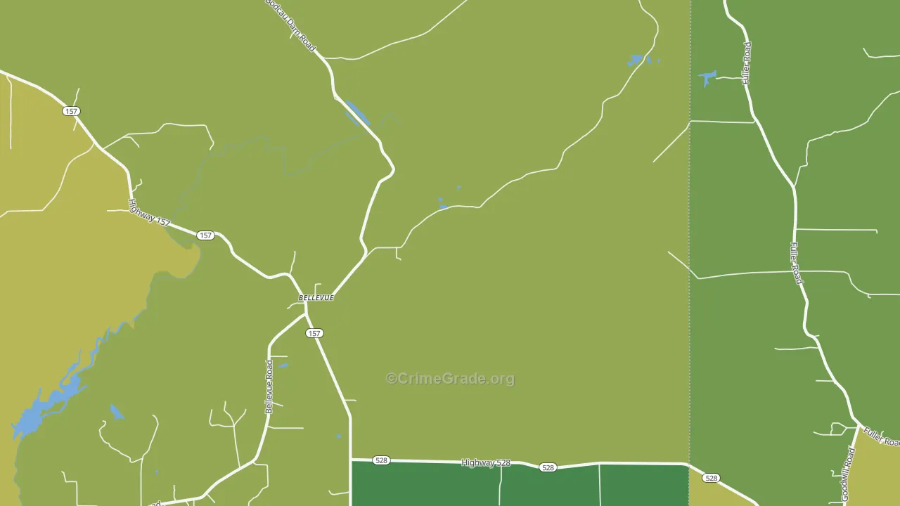 Bellevue, LA Map of Drug-Related Crime Rates
