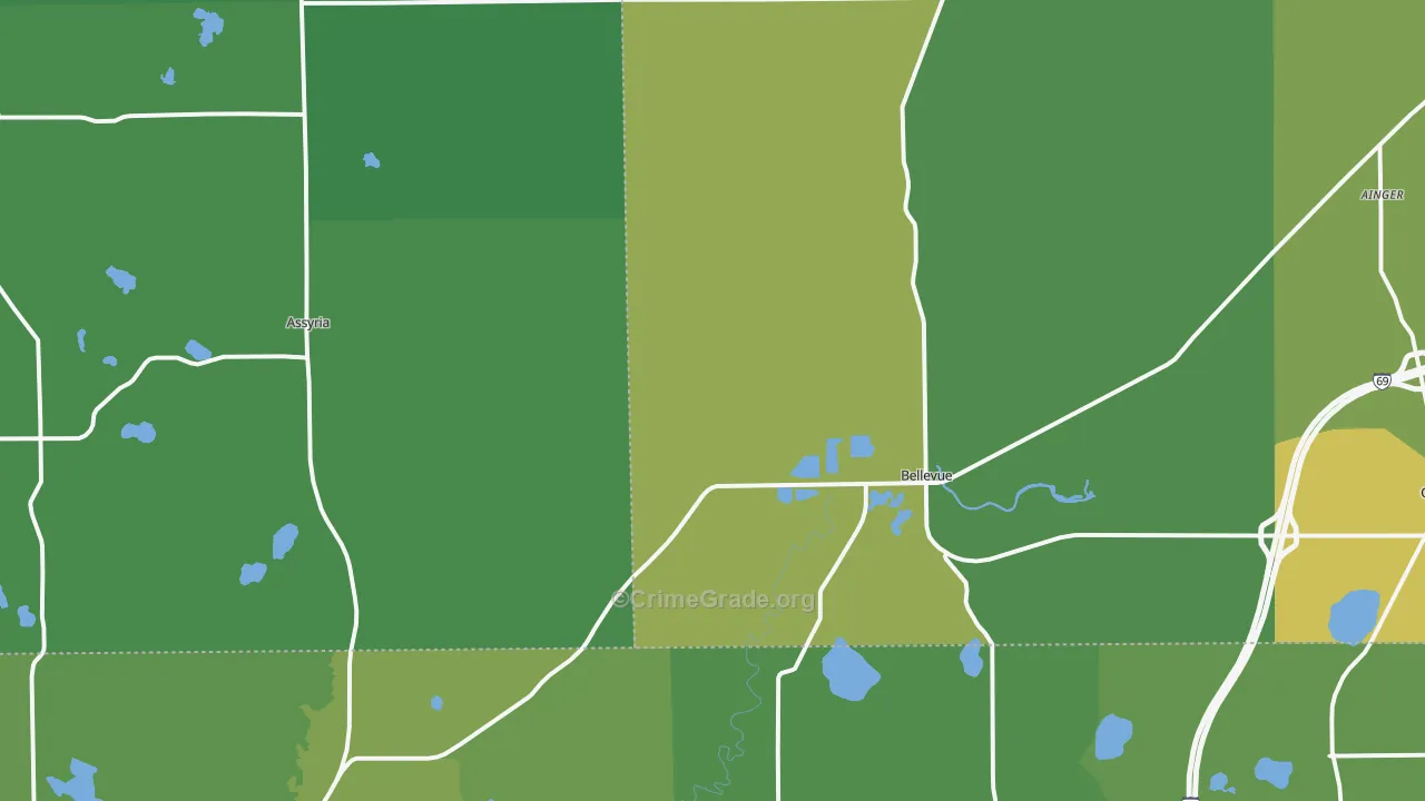 Bellevue, MI Map of Drug-Related Crime Rates