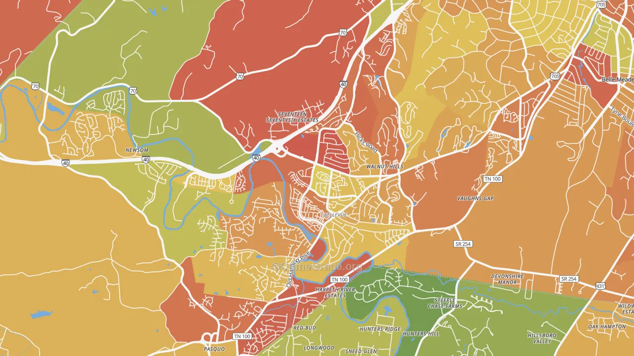 Bellevue, Nashville, TN Map of Drug-Related Crime Rates