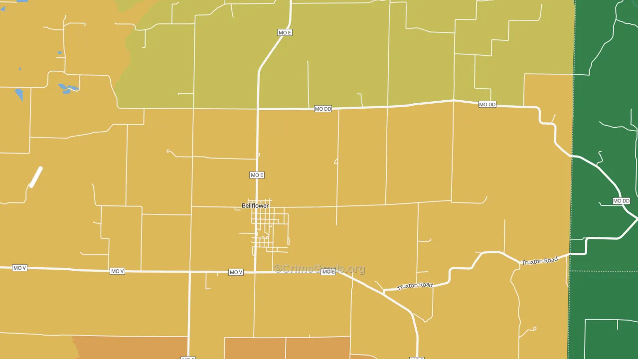 Bellflower, MO Map of Drug-Related Crime Rates