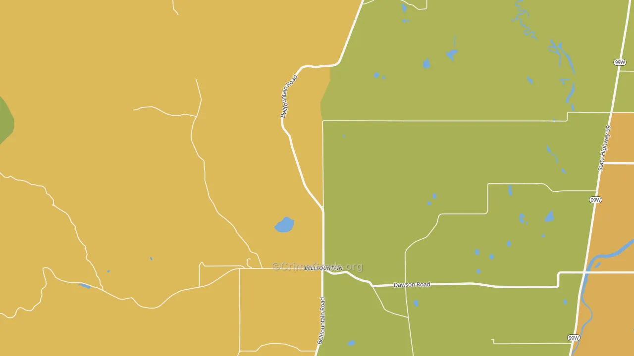 Bellfountain, OR Map of Drug-Related Crime Rates