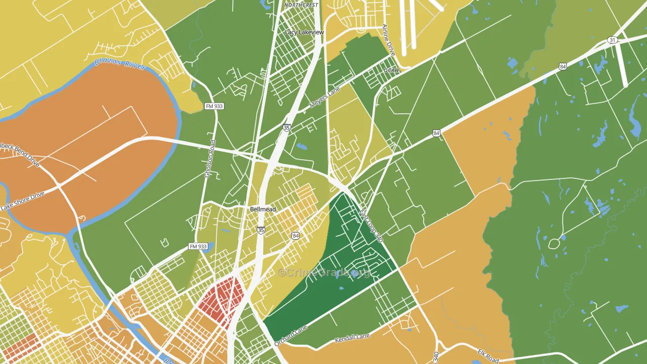 Bellmead, TX Map of Drug-Related Crime Rates