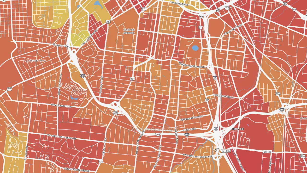 Bellmont Hillsboro, Nashville, TN Map of Drug-Related Crime Rates