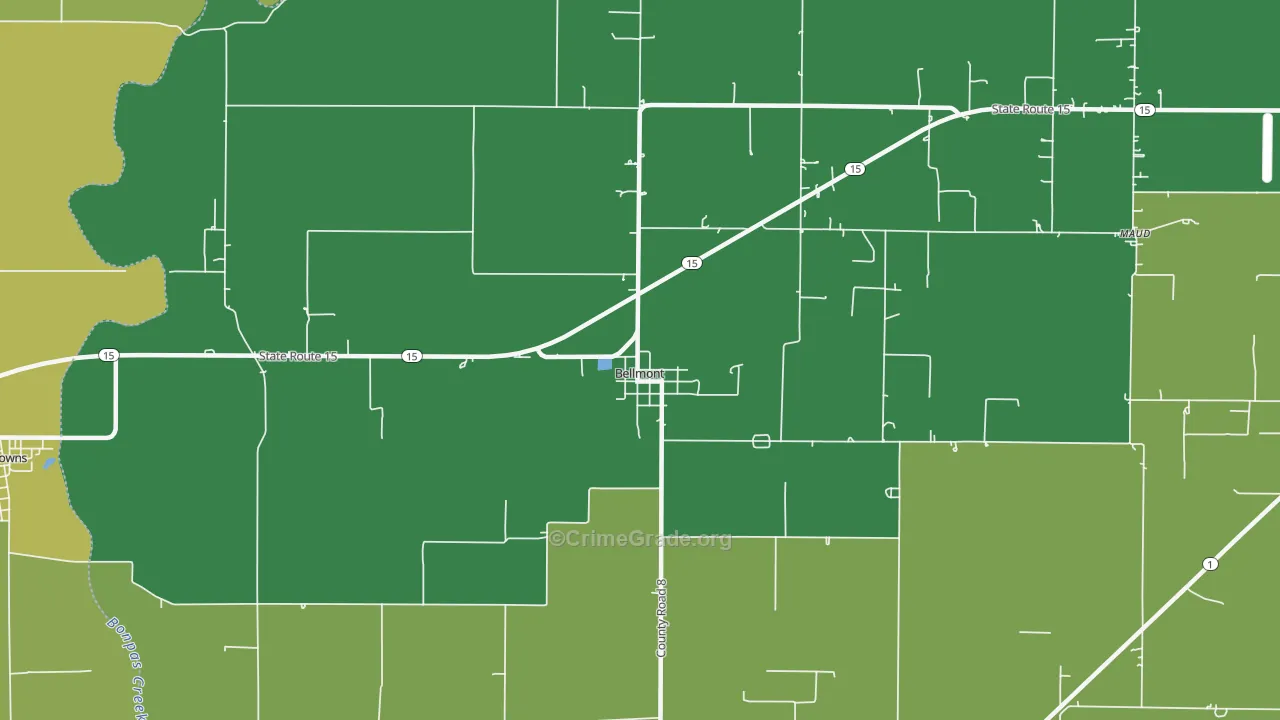 Bellmont, IL Map of Drug-Related Crime Rates