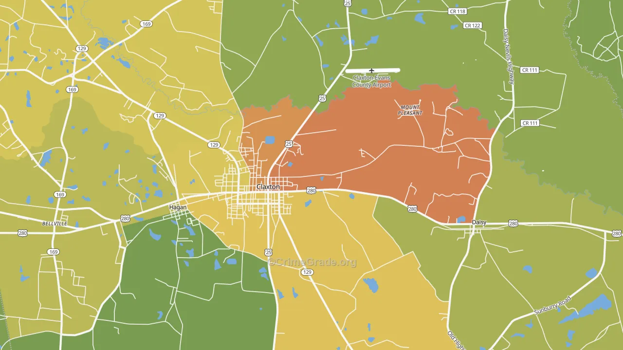 Bellville, GA Map of Drug-Related Crime Rates