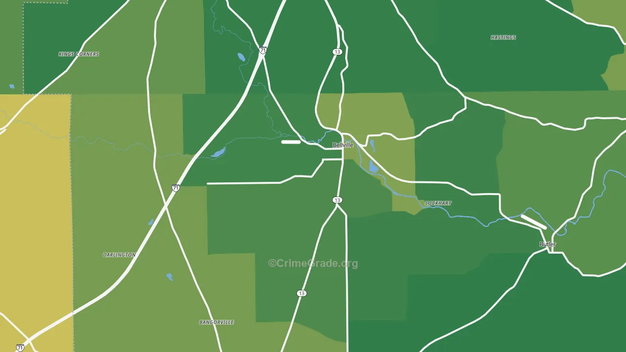 Bellville, OH Map of Drug-Related Crime Rates