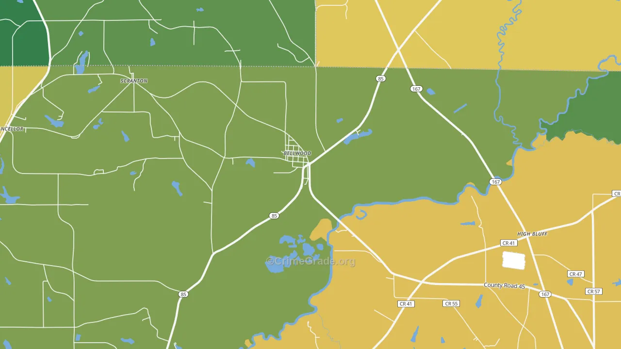 Bellwood, AL Map of Drug-Related Crime Rates