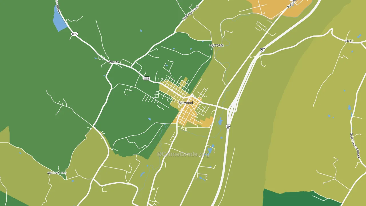 Bellwood, PA Map of Drug-Related Crime Rates