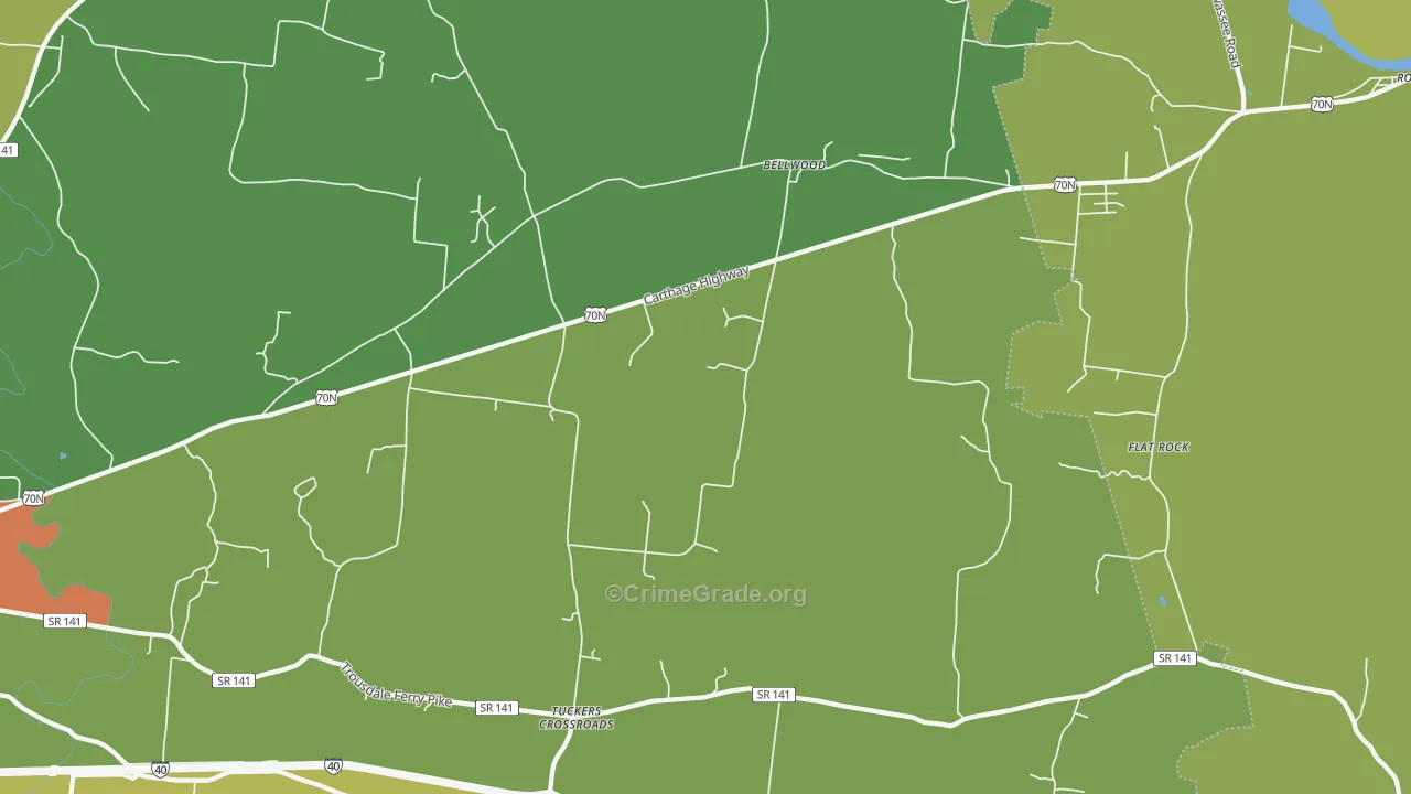 Bellwood, TN Map of Drug-Related Crime Rates