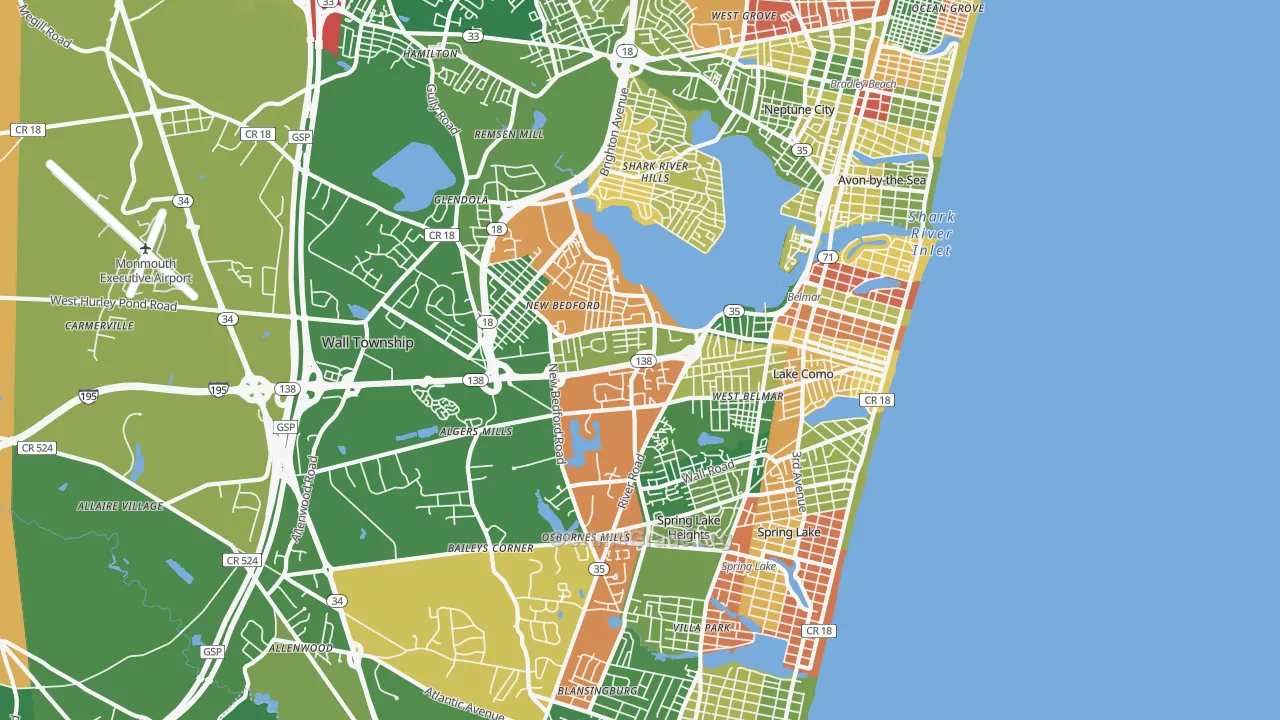 Belmar, NJ Map of Drug-Related Crime Rates