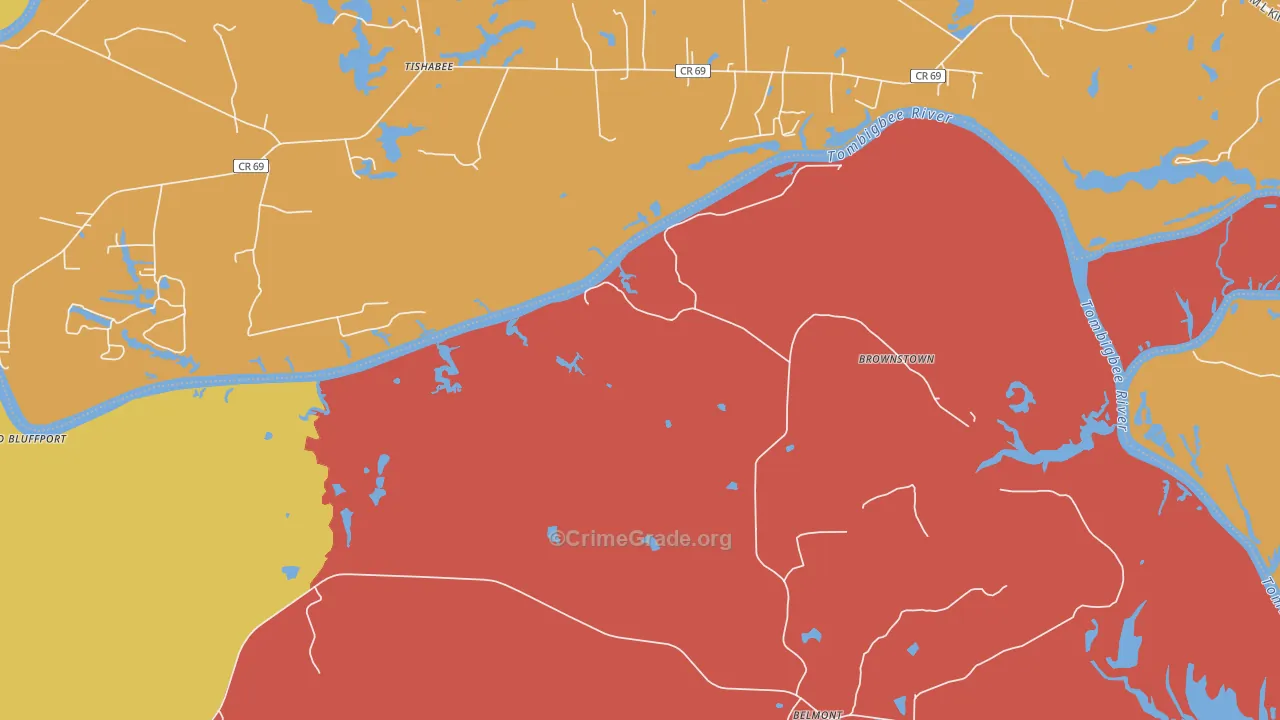 Belmont, AL Map of Drug-Related Crime Rates