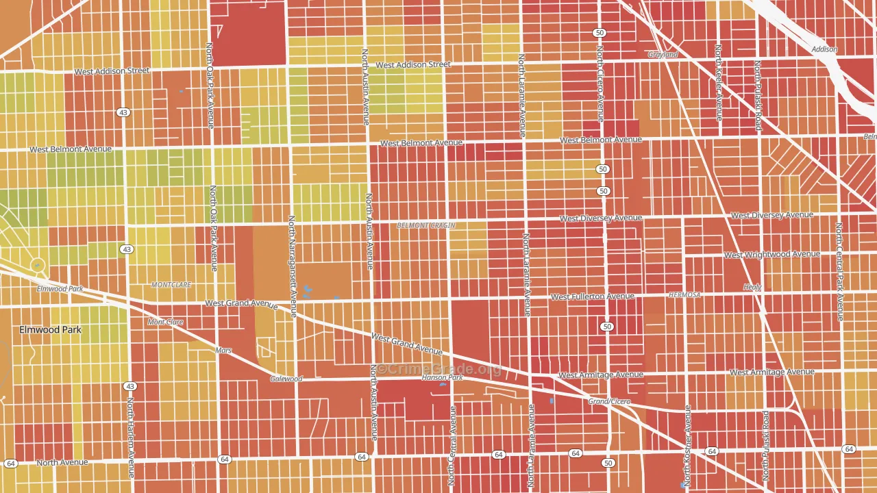 Belmont Cragin, Chicago, IL Map of Drug-Related Crime Rates