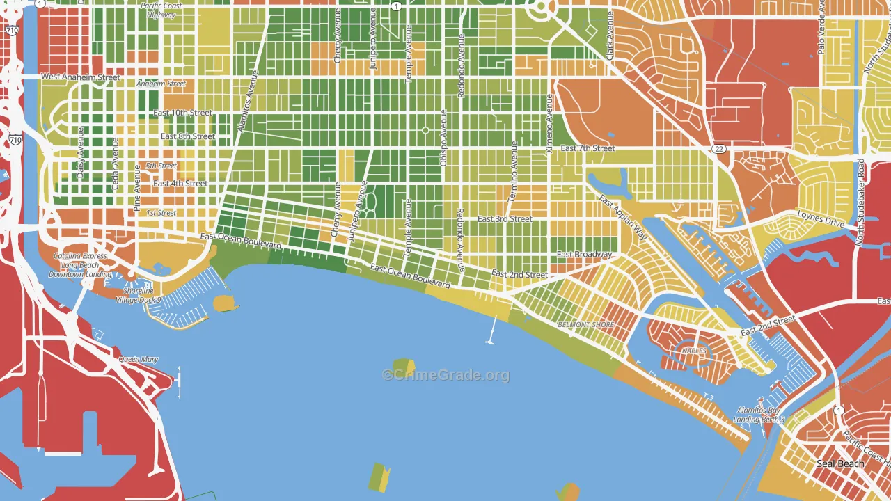 Belmont Heights, Long Beach, CA Map of Drug-Related Crime Rates