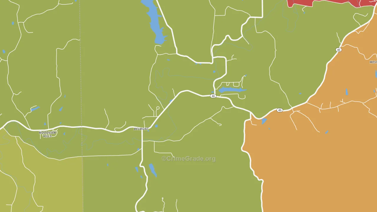 Belmont, IN Map of Drug-Related Crime Rates