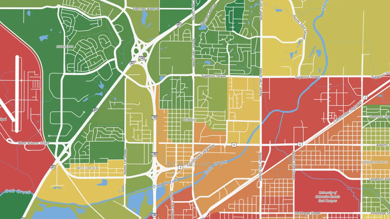 Belmont, Lincoln, NE Map of Drug-Related Crime Rates