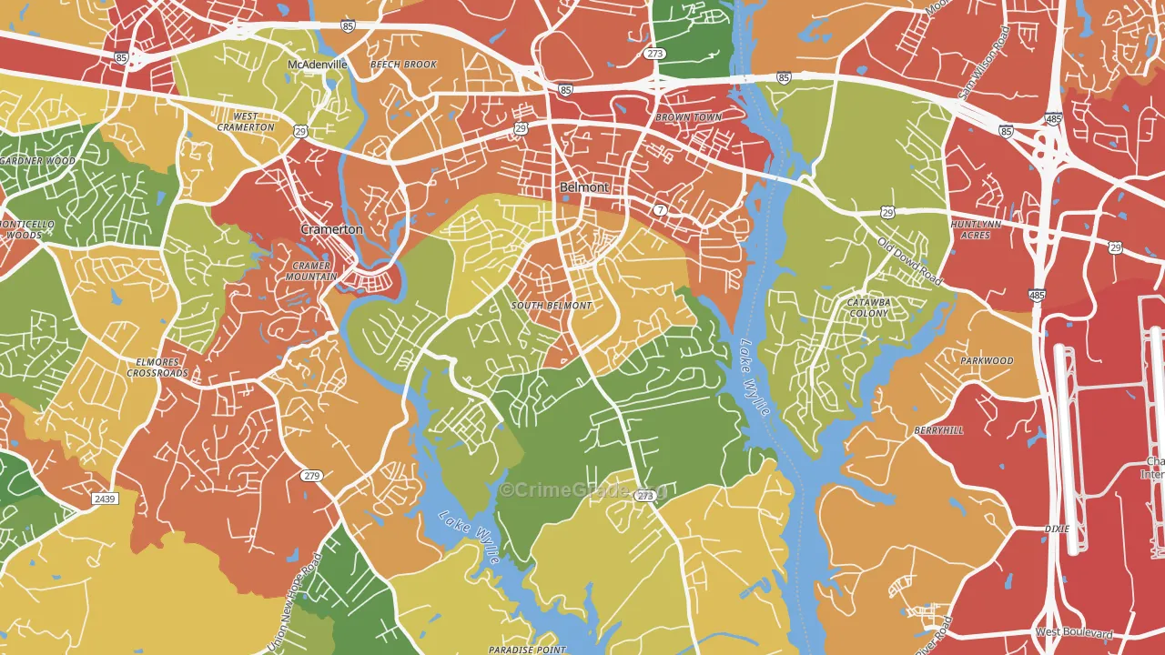 Belmont, NC Map of Drug-Related Crime Rates