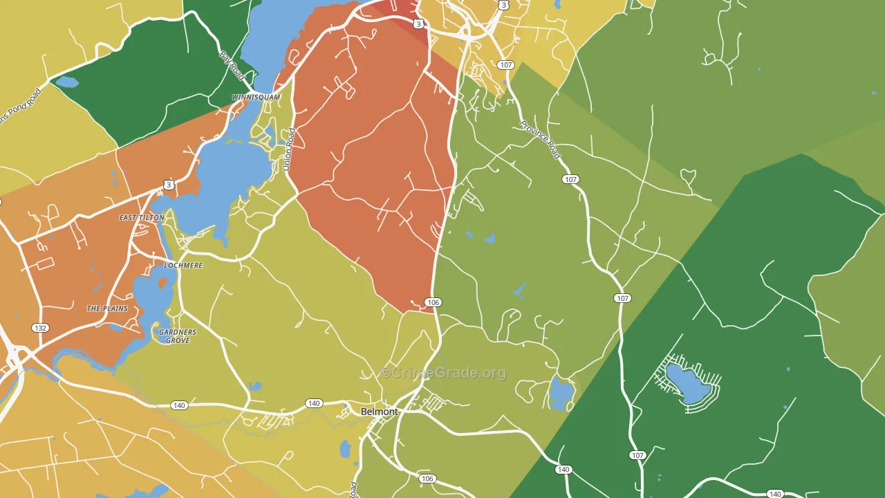 Belmont, NH Map of Drug-Related Crime Rates
