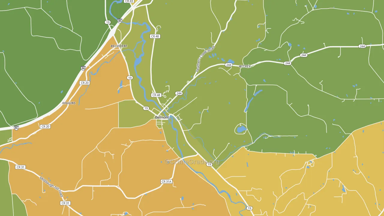 Belmont, NY Map of Drug-Related Crime Rates