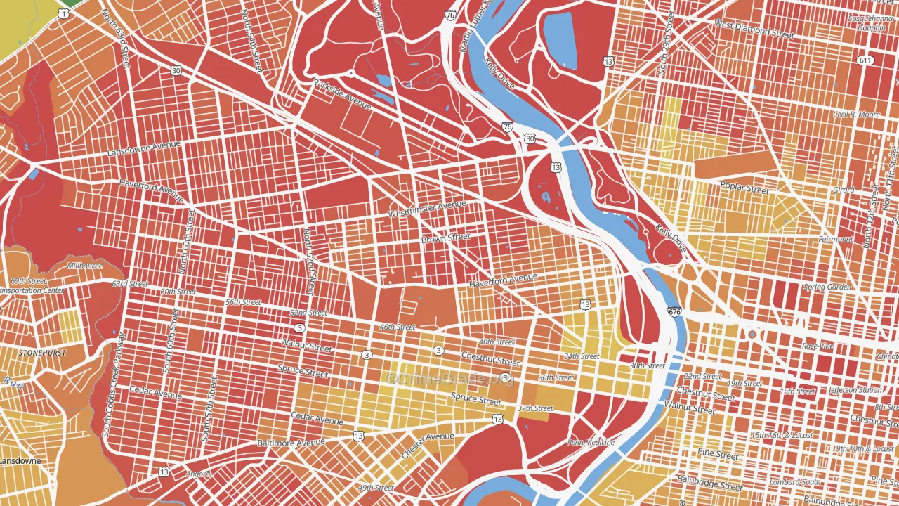 Belmont, Philadelphia, PA Map of Drug-Related Crime Rates