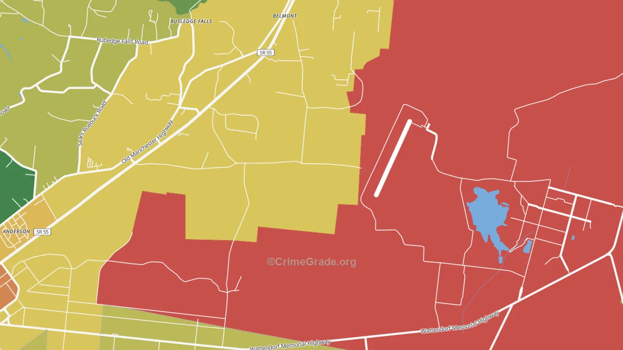 Belmont, TN Map of Drug-Related Crime Rates