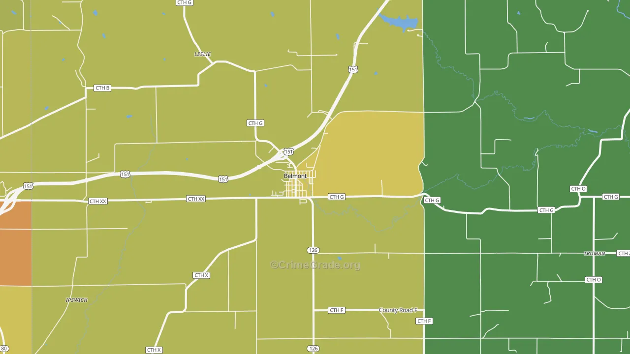 Belmont, WI Map of Drug-Related Crime Rates