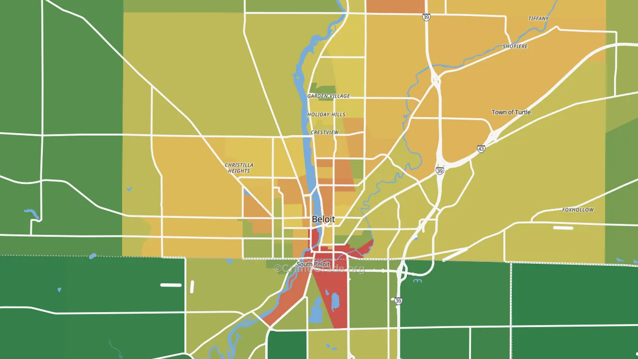 Beloit, WI Map of Drug-Related Crime Rates