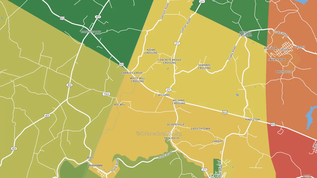 Belsano, PA Map of Drug-Related Crime Rates