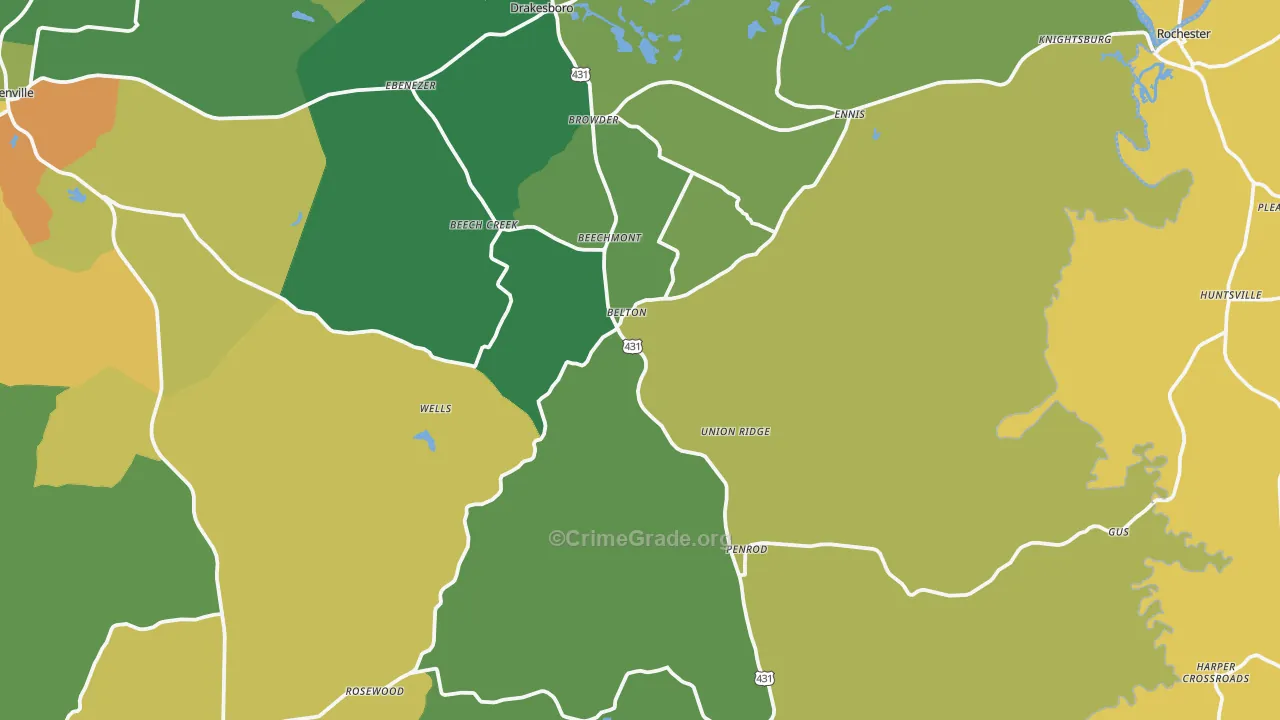 Belton, KY Map of Drug-Related Crime Rates
