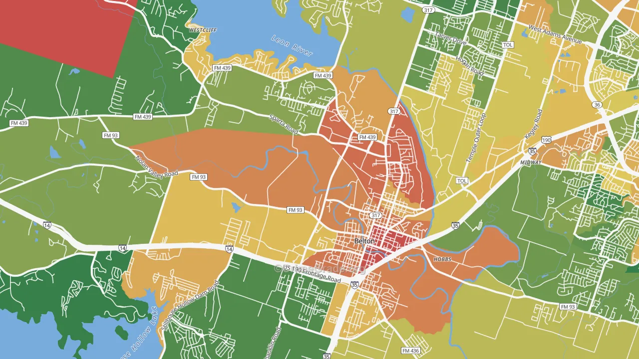 Belton, TX Map of Drug-Related Crime Rates