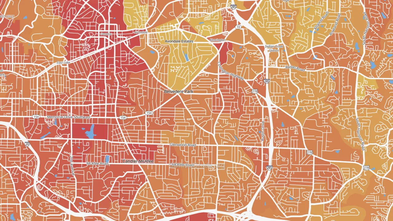 Belvedere Park, GA Map of Drug-Related Crime Rates