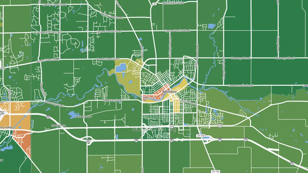 Belvidere, IL Map of Drug-Related Crime Rates
