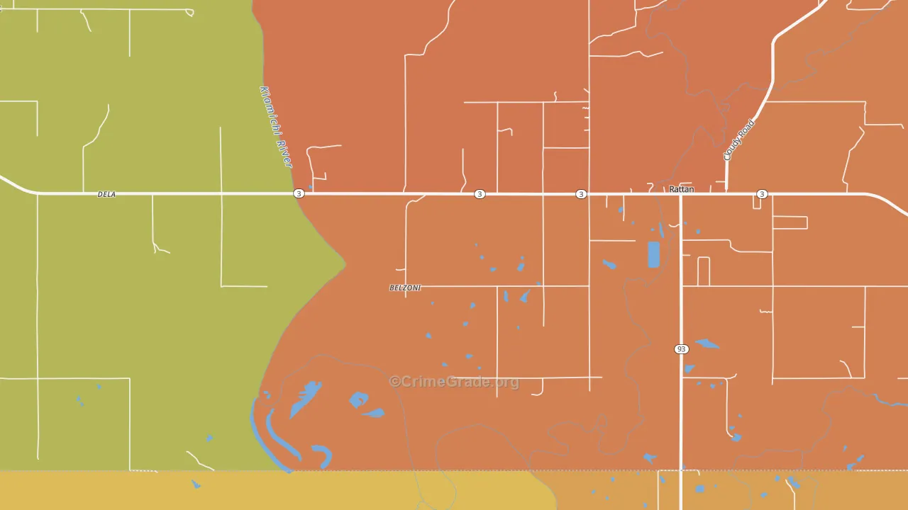 Belzoni, OK Map of Drug-Related Crime Rates