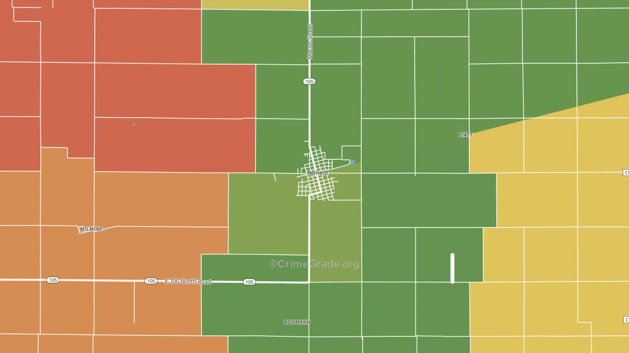 Bement, IL Map of Drug-Related Crime Rates