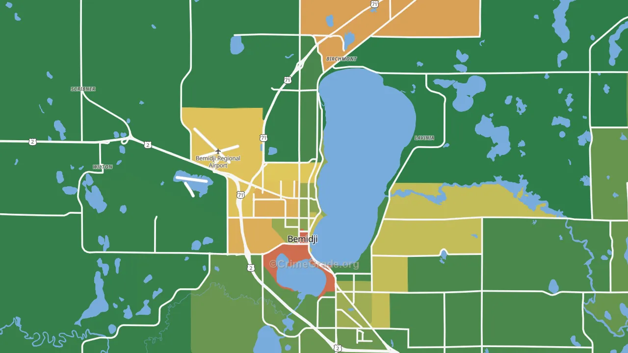 Bemidji, MN Map of Drug-Related Crime Rates