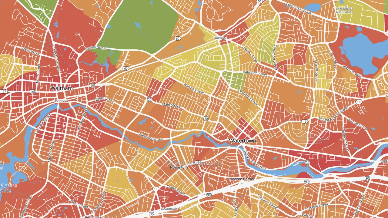 Bemis, Watertown Town, MA Map of Drug-Related Crime Rates