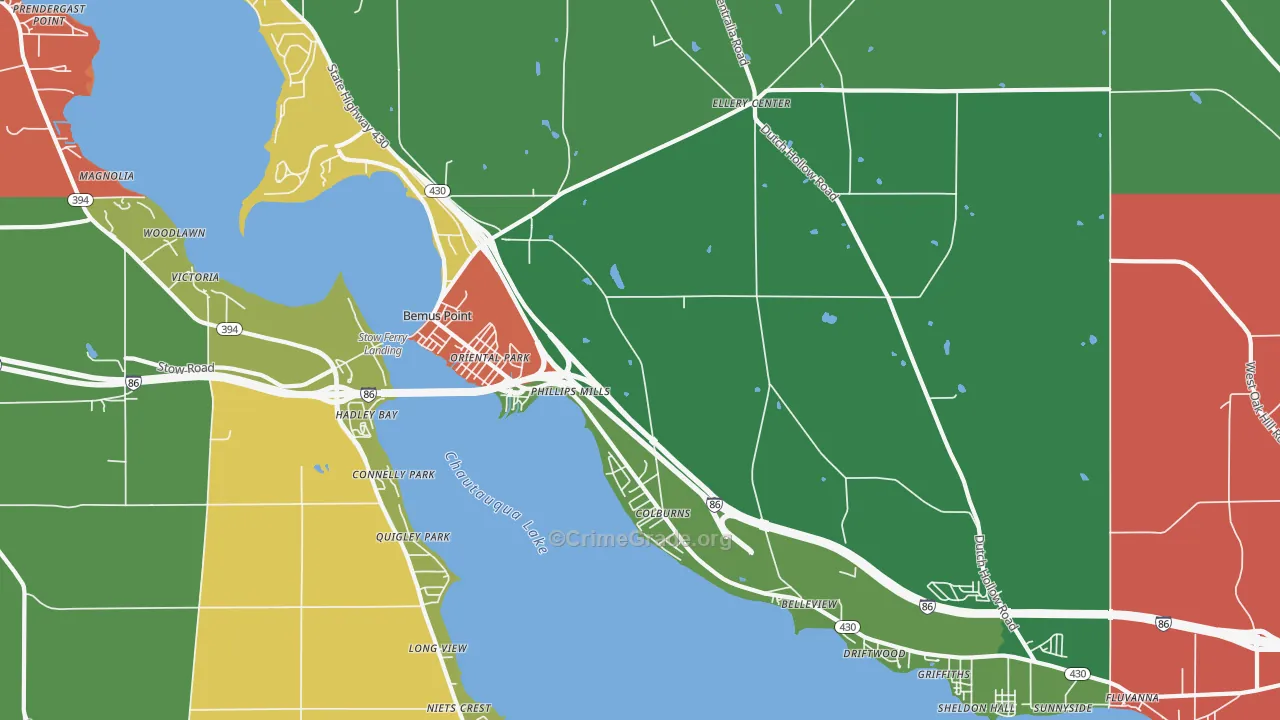 Bemus Point, NY Map of Drug-Related Crime Rates
