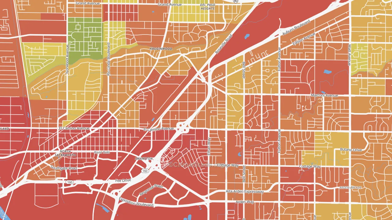 Ben Ali, Sacramento, CA Map of Drug-Related Crime Rates