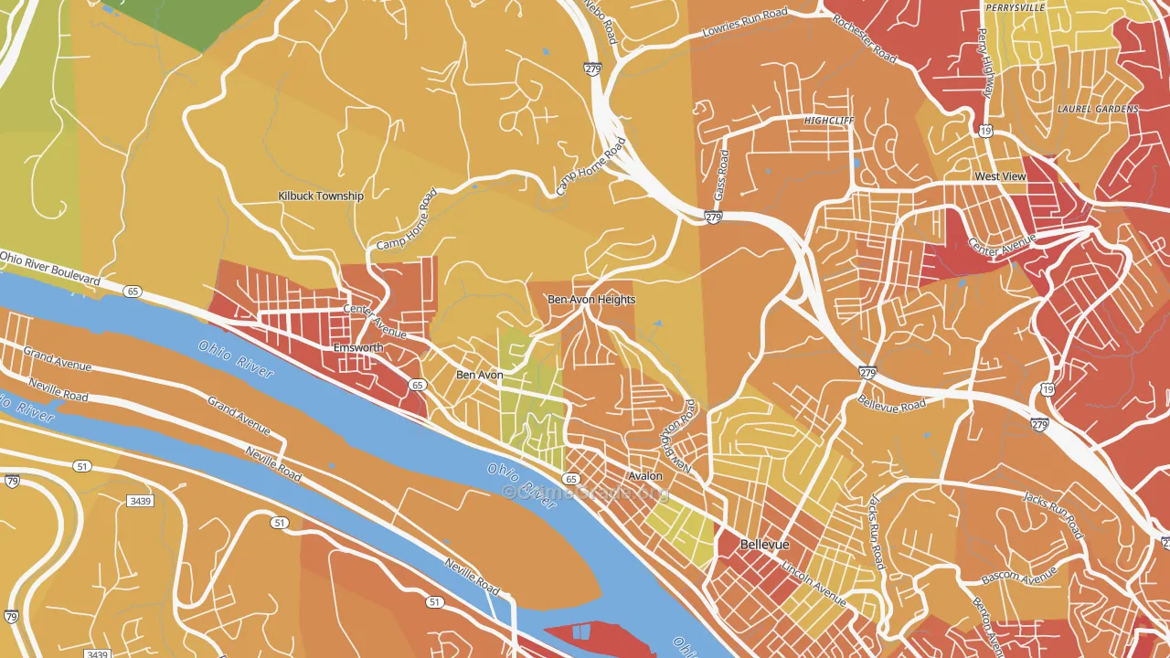 Ben Avon Heights, PA Map of Drug-Related Crime Rates