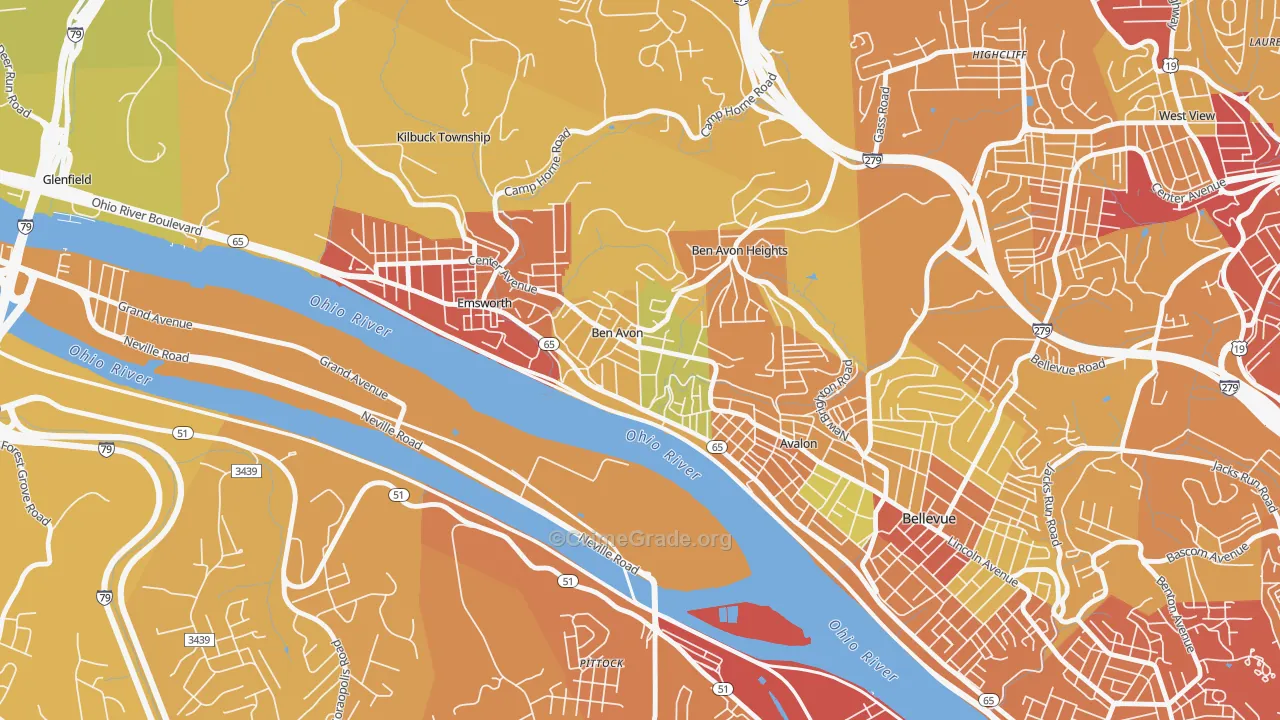 Ben Avon, PA Map of Drug-Related Crime Rates