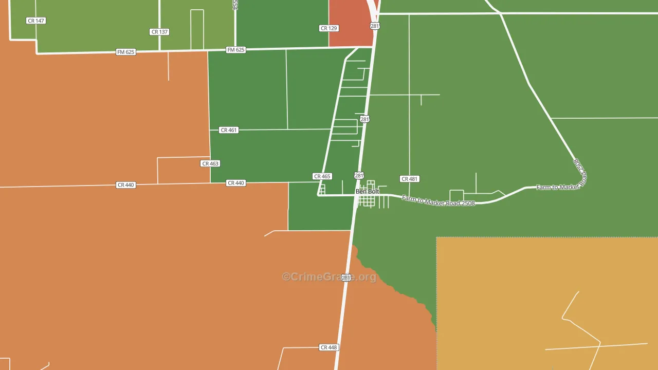 Ben Bolt, TX Map of Drug-Related Crime Rates