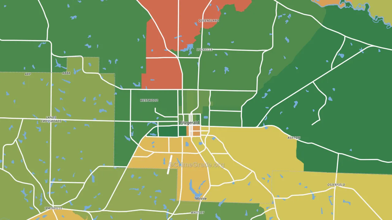Ben Hill County, GA Map of Drug-Related Crime Rates