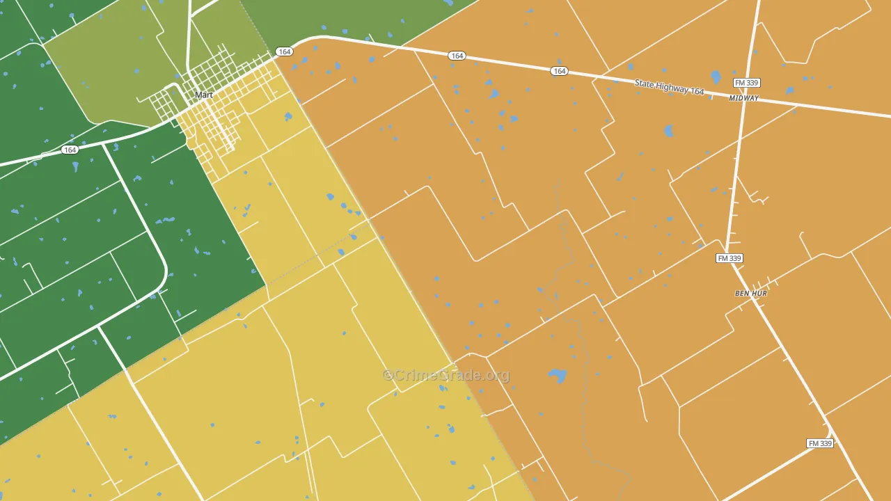 Ben Hur, TX Map of Drug-Related Crime Rates