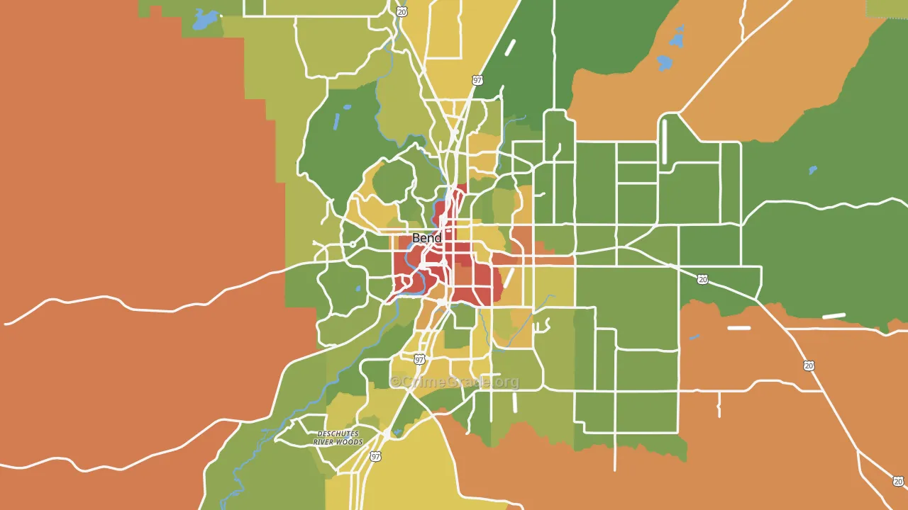 Bend, OR Map of Drug-Related Crime Rates