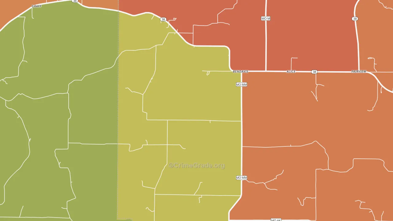 Bendavis, MO Map of Drug-Related Crime Rates