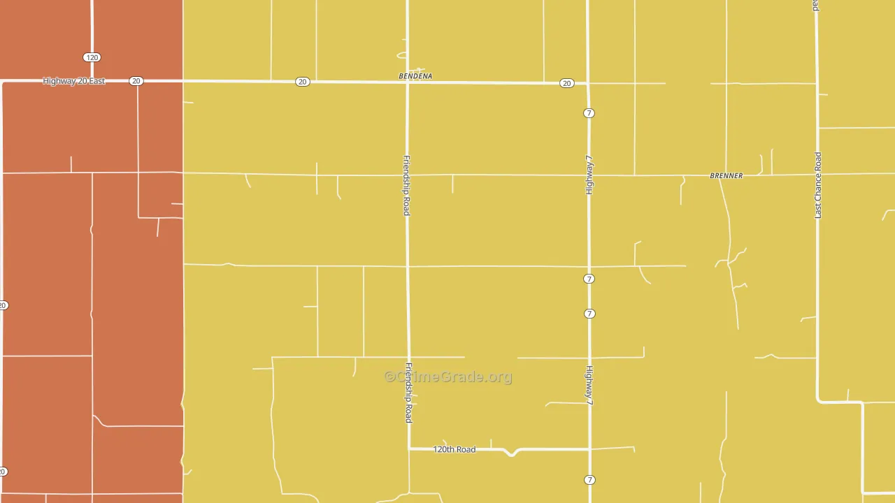 Bendena, KS Map of Drug-Related Crime Rates