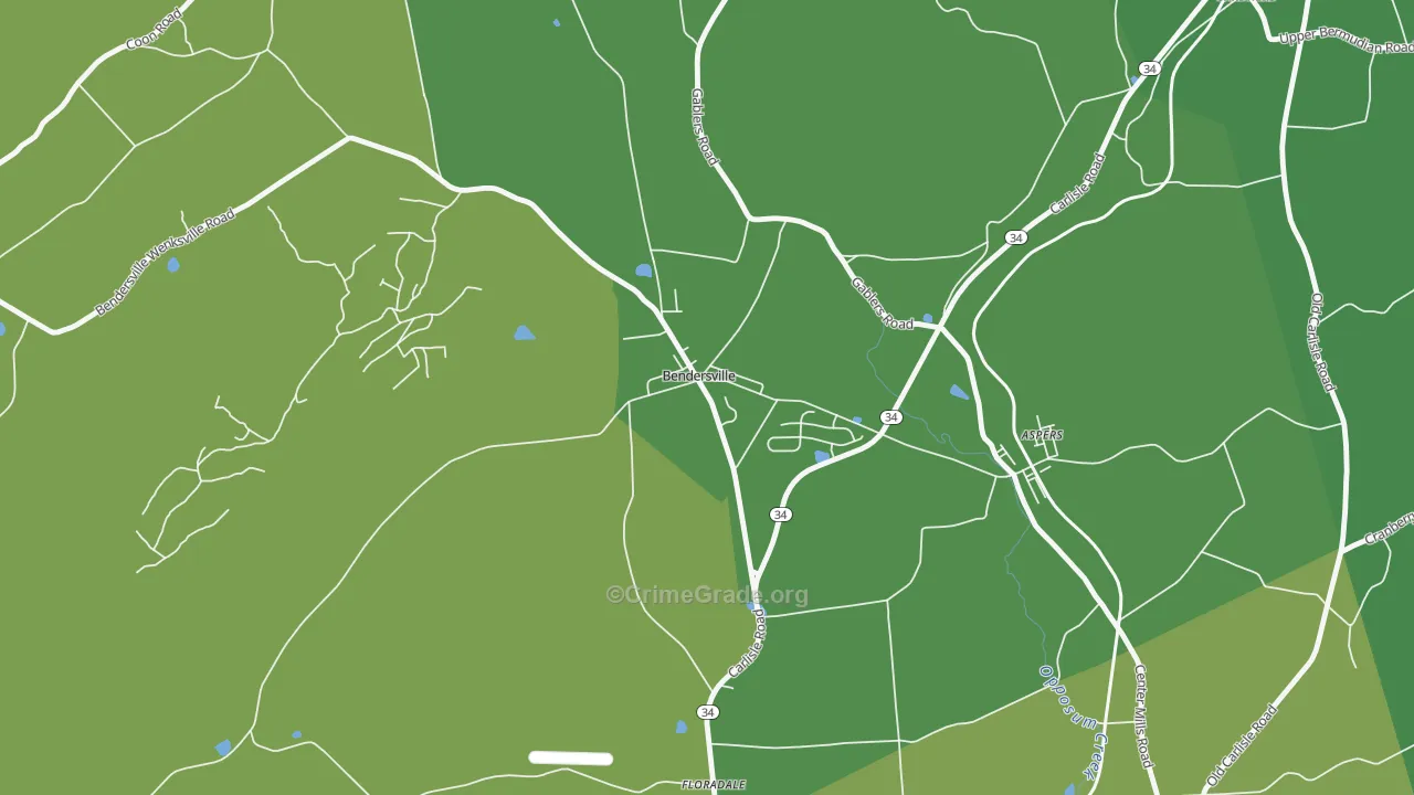 Bendersville, PA Map of Drug-Related Crime Rates