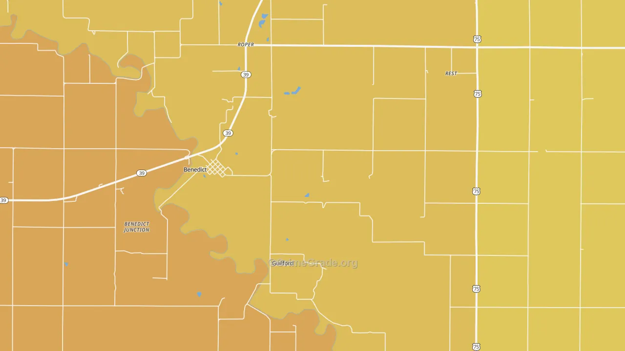 Benedict, KS Map of Drug-Related Crime Rates