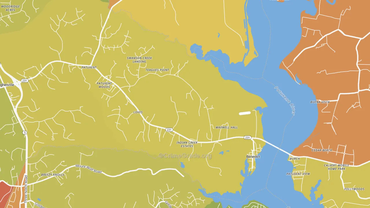 Benedict, MD Map of Drug-Related Crime Rates