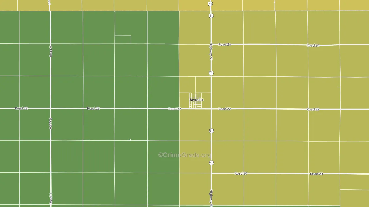 Benedict, NE Map of Drug-Related Crime Rates