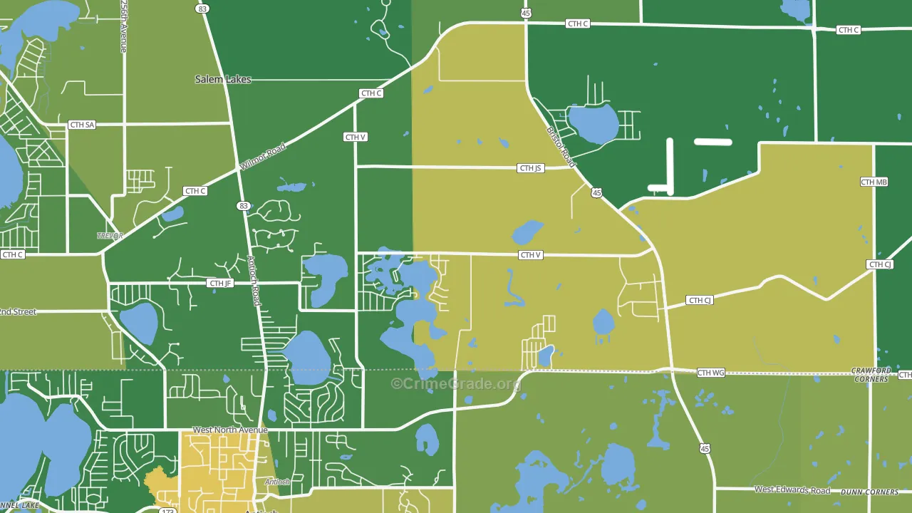 Benet Lake, WI Map of Drug-Related Crime Rates